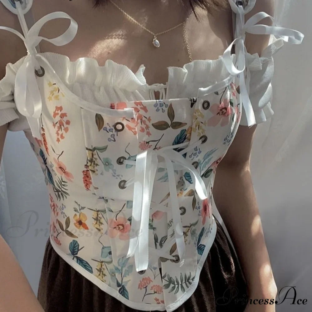 Blouse High Flowered Street Halter Vintage Top Design Women Designer for - Party Corset - Clubwear - Image 2