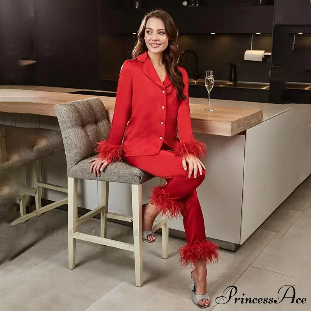 Blouse Pants - Women Casual and Arm Party Tracksuits Long Y2K 2024 Piece Feather Shirts 2 Sexy Elegant Top Set - Image 6