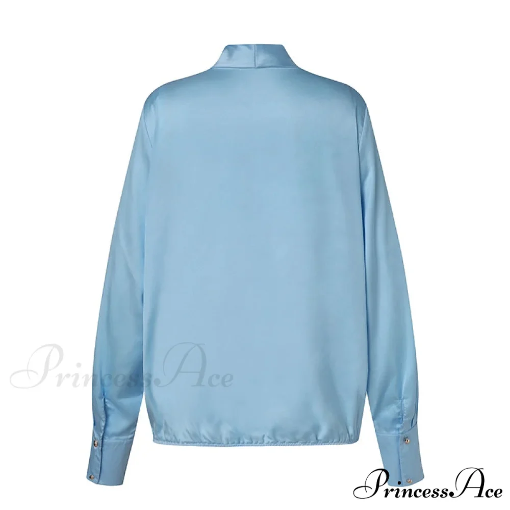 V Blusa Blouse Long 2024 Elegant Casual Solid Arm Blouse Deep Tunic Top Satin Wrap Neck Fashion Feminina - Image 9