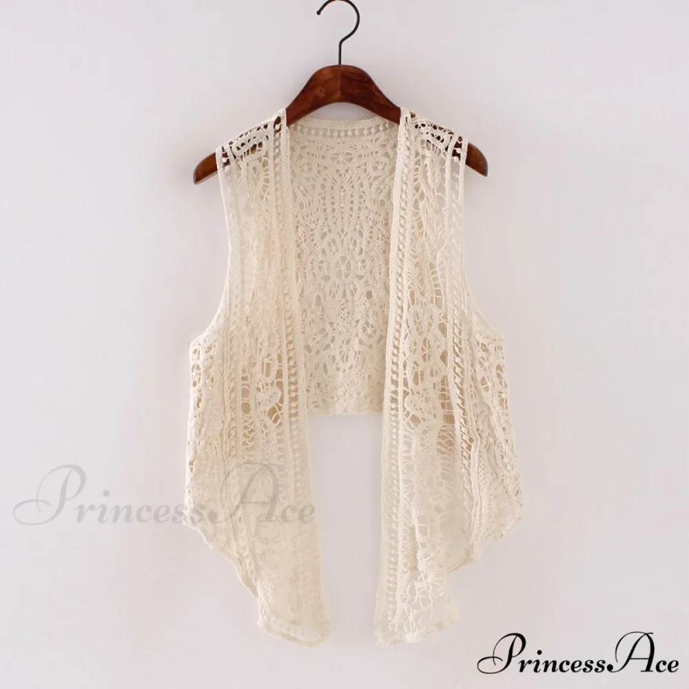 Open Asymmetric Bohemian Embroidery Blouse Crochet Hippie Coastal Cardigan Stitch Knit Vest - Image 4