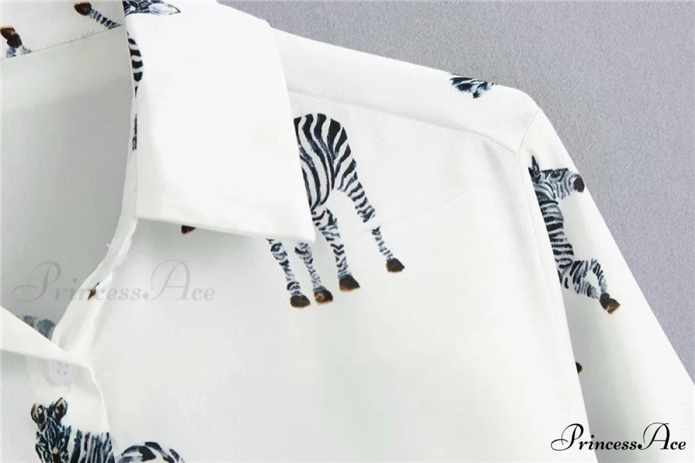 with Satin Blouse Design Arm - Long Women's Zebra Top - Image 25