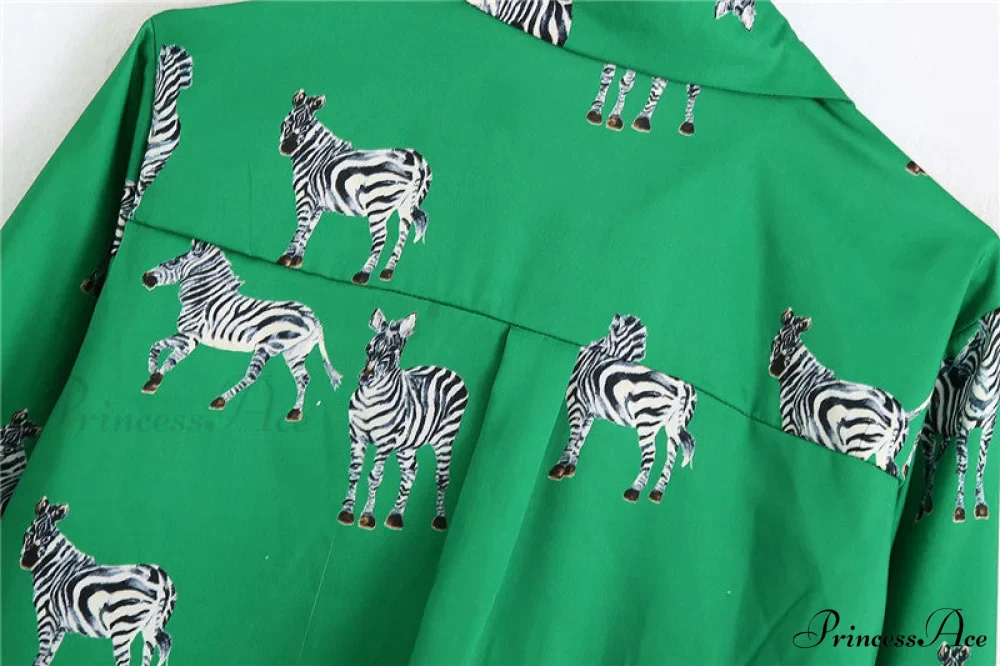 with Satin Blouse Design Arm - Long Women's Zebra Top - Image 30