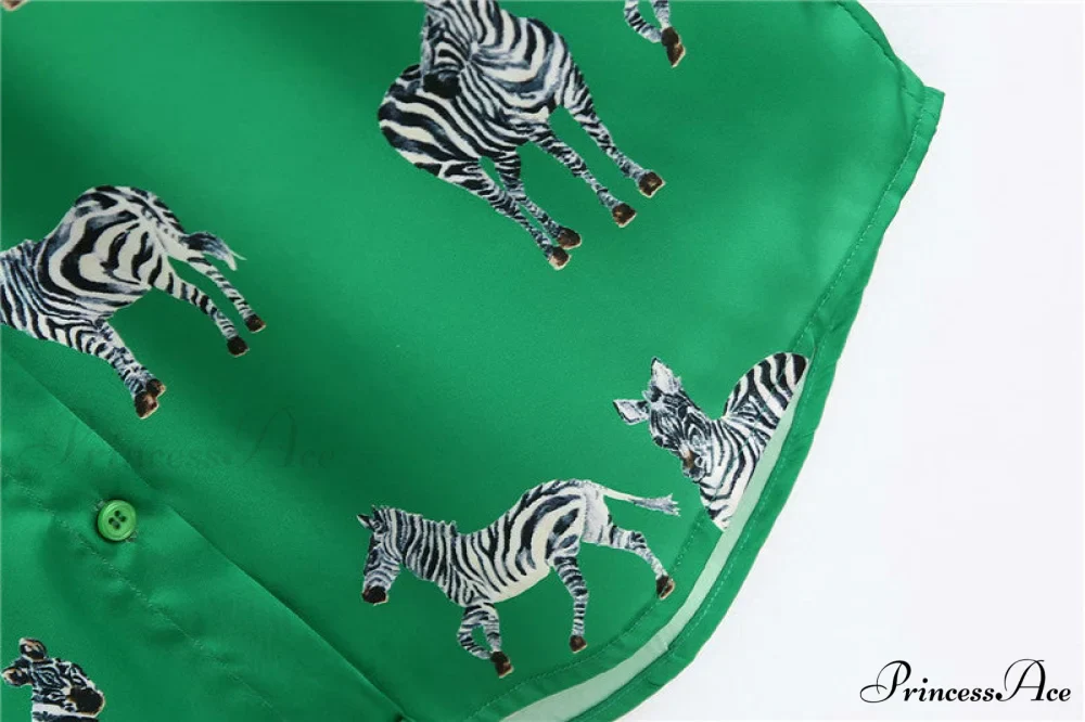 with Satin Blouse Design Arm - Long Women's Zebra Top - Image 31