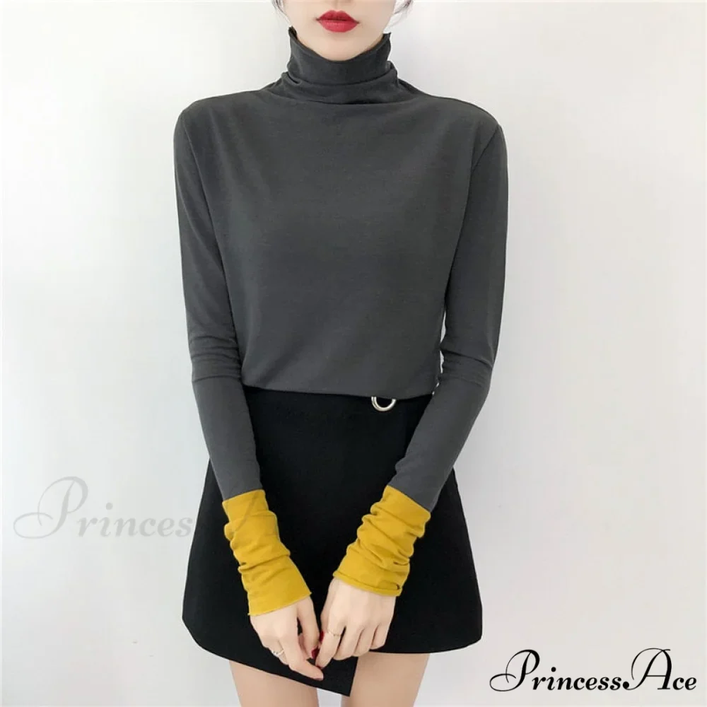 Long Harajuku Arm Turtleneck Women Spring Black T-Shirt Bottoming Autumn Shirts Tee 90s Korean Slim White Solid Tops - Image 10