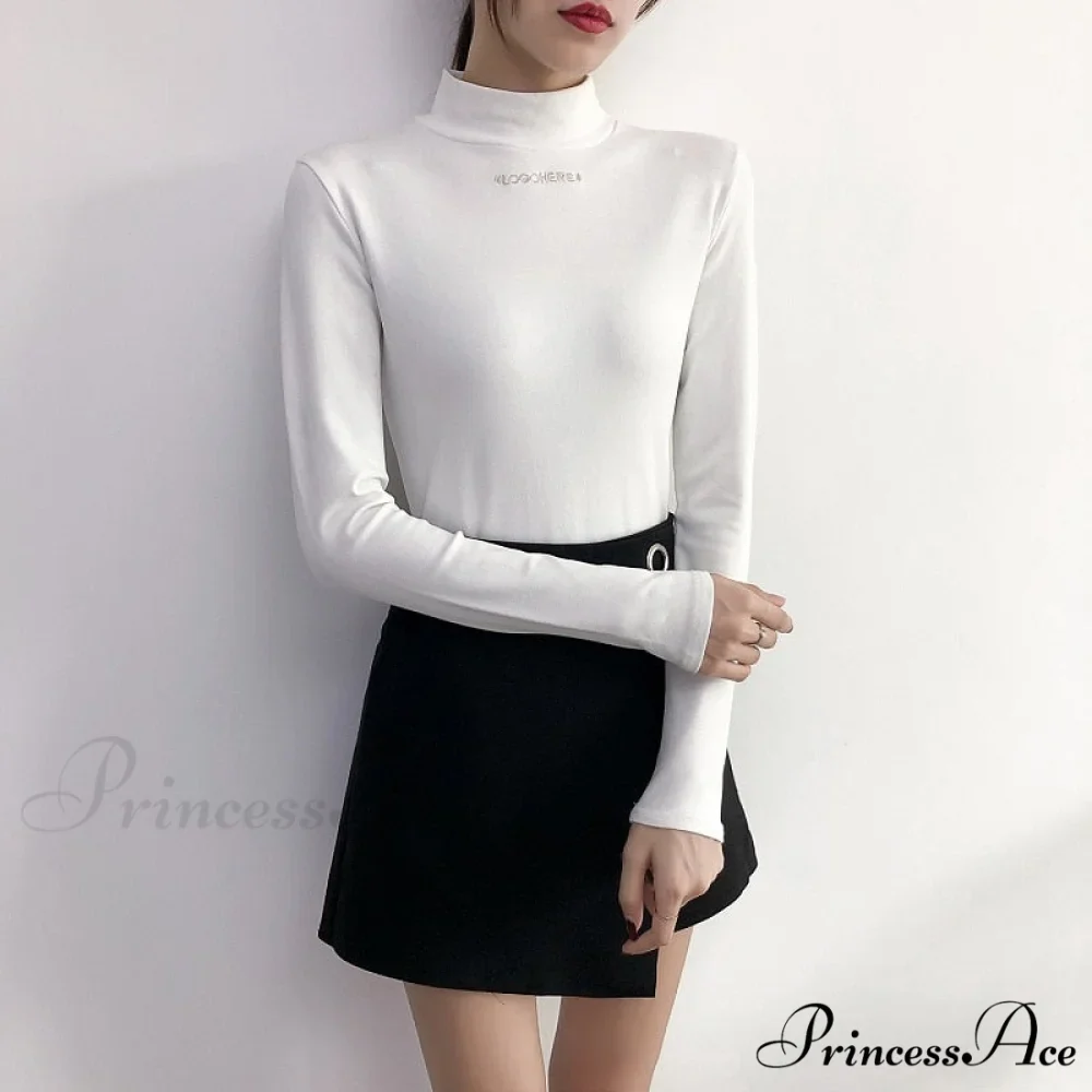 Long Harajuku Arm Turtleneck Women Spring Black T-Shirt Bottoming Autumn Shirts Tee 90s Korean Slim White Solid Tops - Image 12