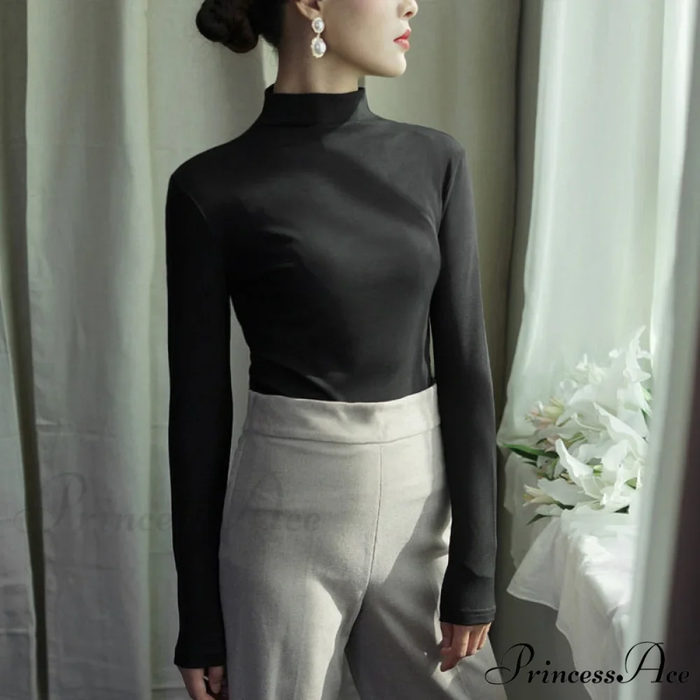 Long Harajuku Arm Turtleneck Women Spring Black T-Shirt Bottoming Autumn Shirts Tee 90s Korean Slim White Solid Tops - Image 14