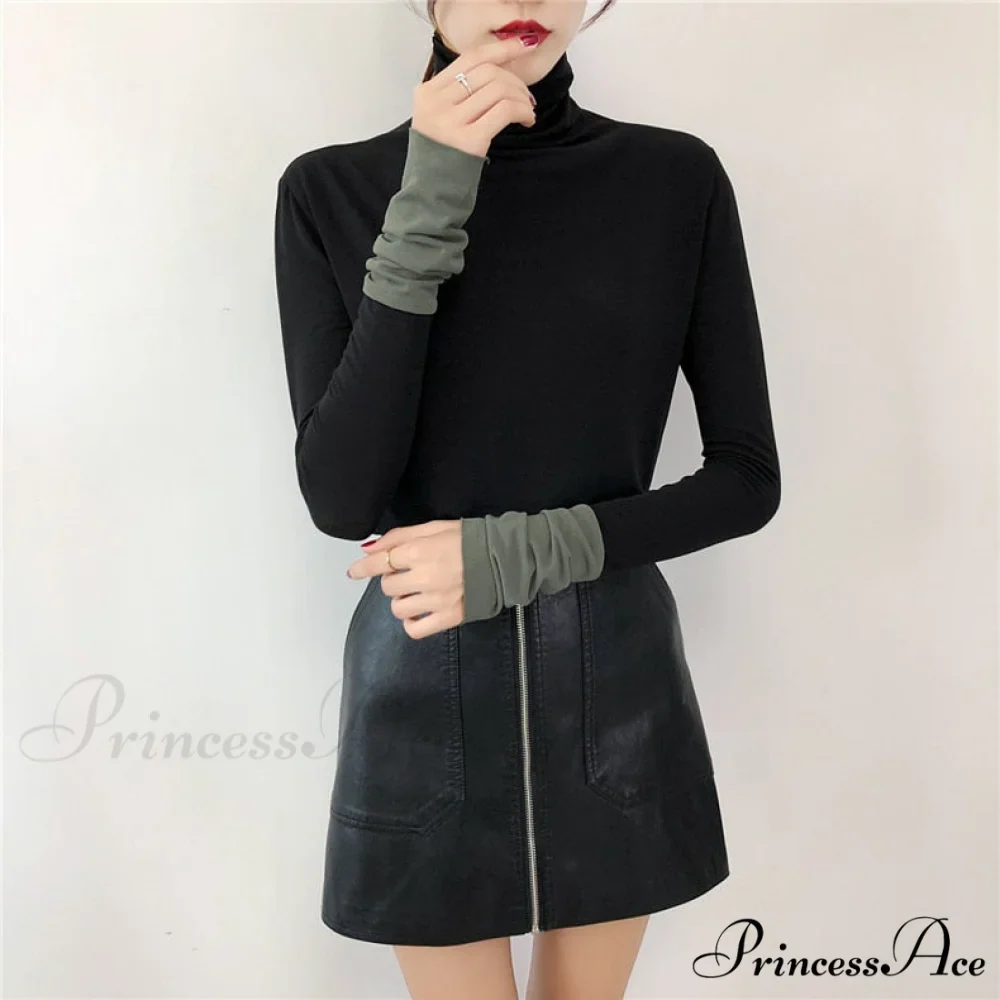 Long Harajuku Arm Turtleneck Women Spring Black T-Shirt Bottoming Autumn Shirts Tee 90s Korean Slim White Solid Tops - Image 16