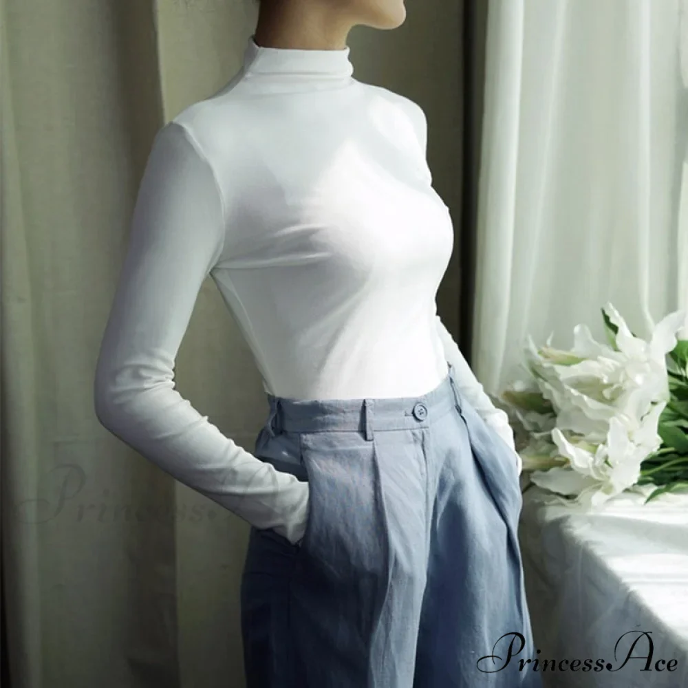 Long Harajuku Arm Turtleneck Women Spring Black T-Shirt Bottoming Autumn Shirts Tee 90s Korean Slim White Solid Tops - Image 18