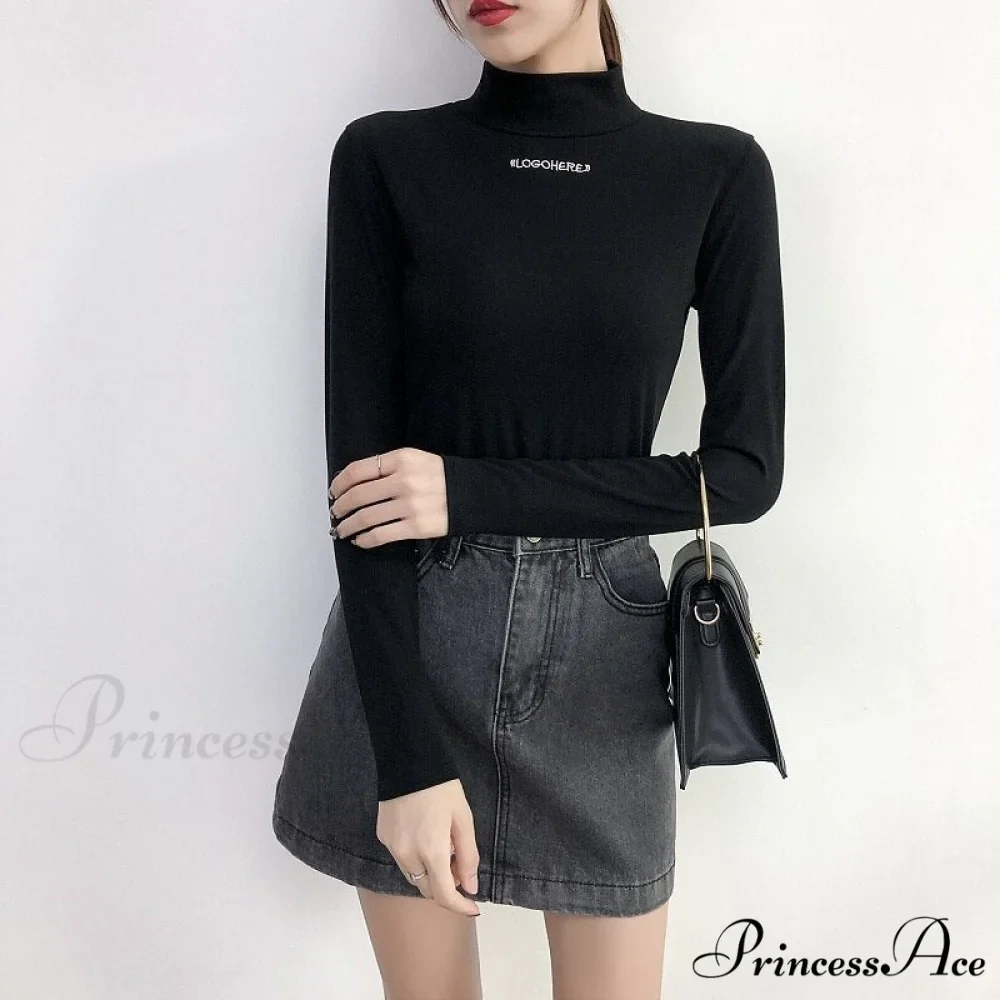 Long Harajuku Arm Turtleneck Women Spring Black T-Shirt Bottoming Autumn Shirts Tee 90s Korean Slim White Solid Tops - Image 22
