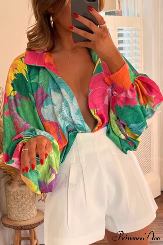 Neckline Blouses 4 in Patchwork Colors