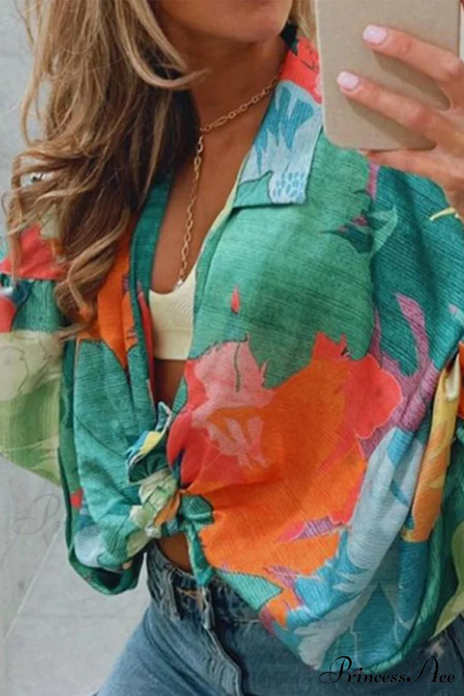 Neckline Blouses 4 in Patchwork Colors - Image 2