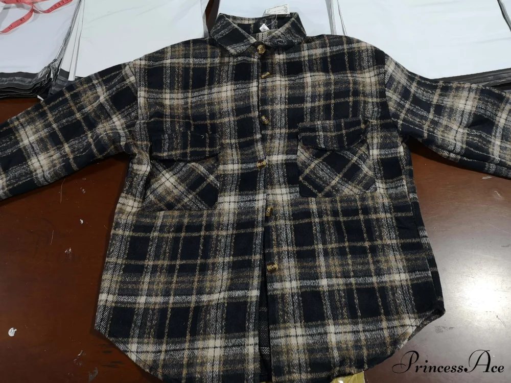 Korean Flannel Plaid Boyfriend Oversized Blouse Casual for Women Autumn Street Tunic Shirts Blouse Vintage Tops - Image 9