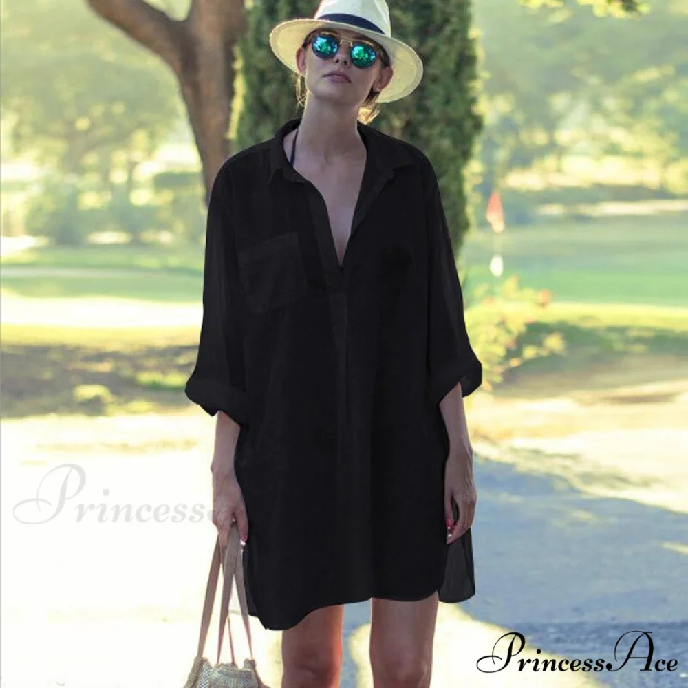 Blouse - Long Cotton Arm Kimono Woman's Coastal Blouse White Casual Cover Up - Image 3