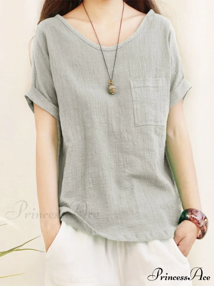 Green Brief Solid Blouse Arm Women Linen 5XL Cotton Casual 2024 O Neck Oversize Warm-Season Blouse Lady Tops