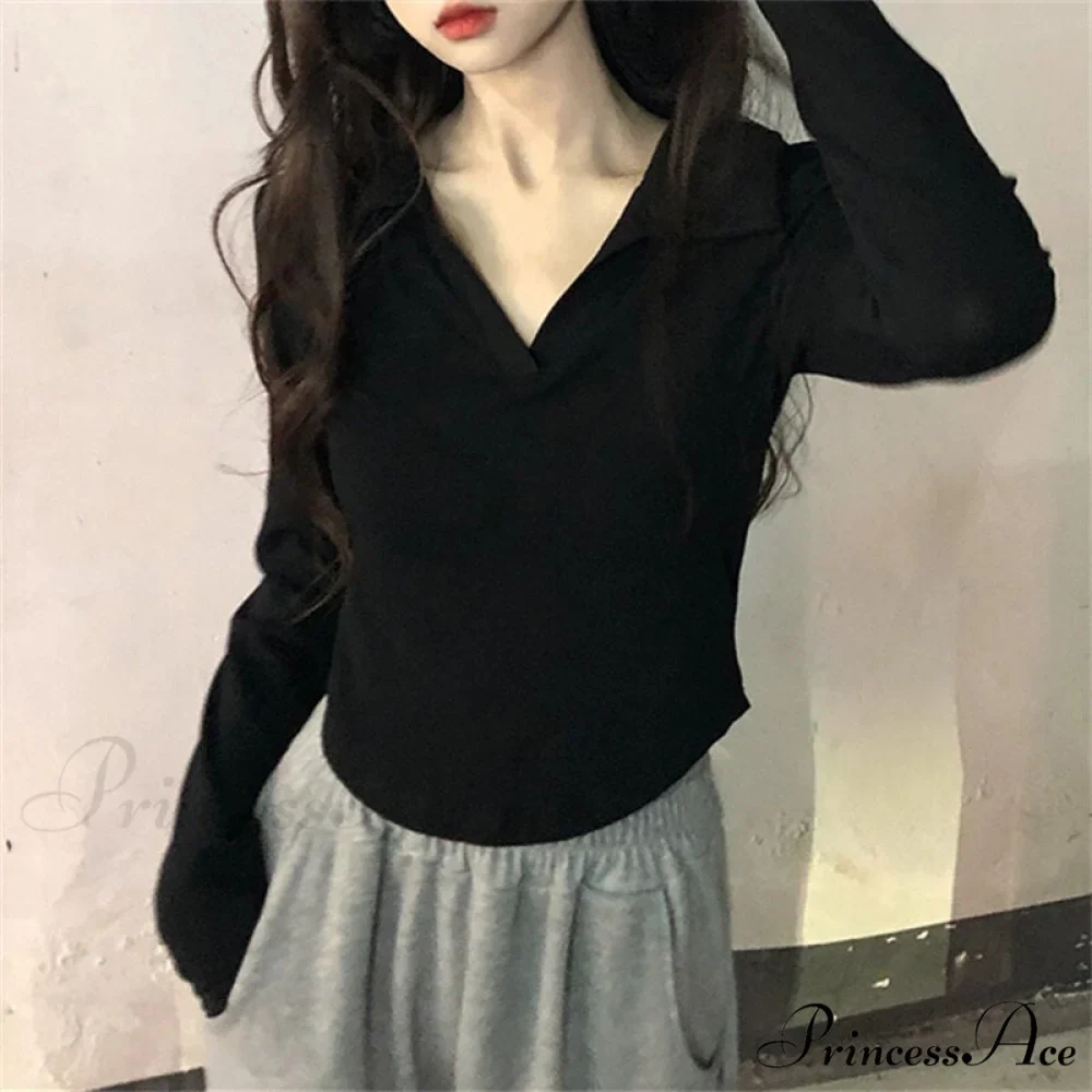 Neckline Shirts White Turn Casual Office Ladies for Arm Slim Long Blouse 2024 Fashion Women Korean T Down Tee Top