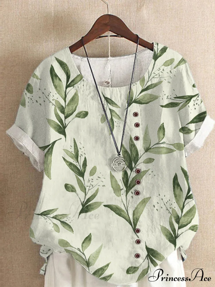 Blouse Casual for Fashion Loose Patterned Short-sleeved Retro Blouse Summer - Image 17