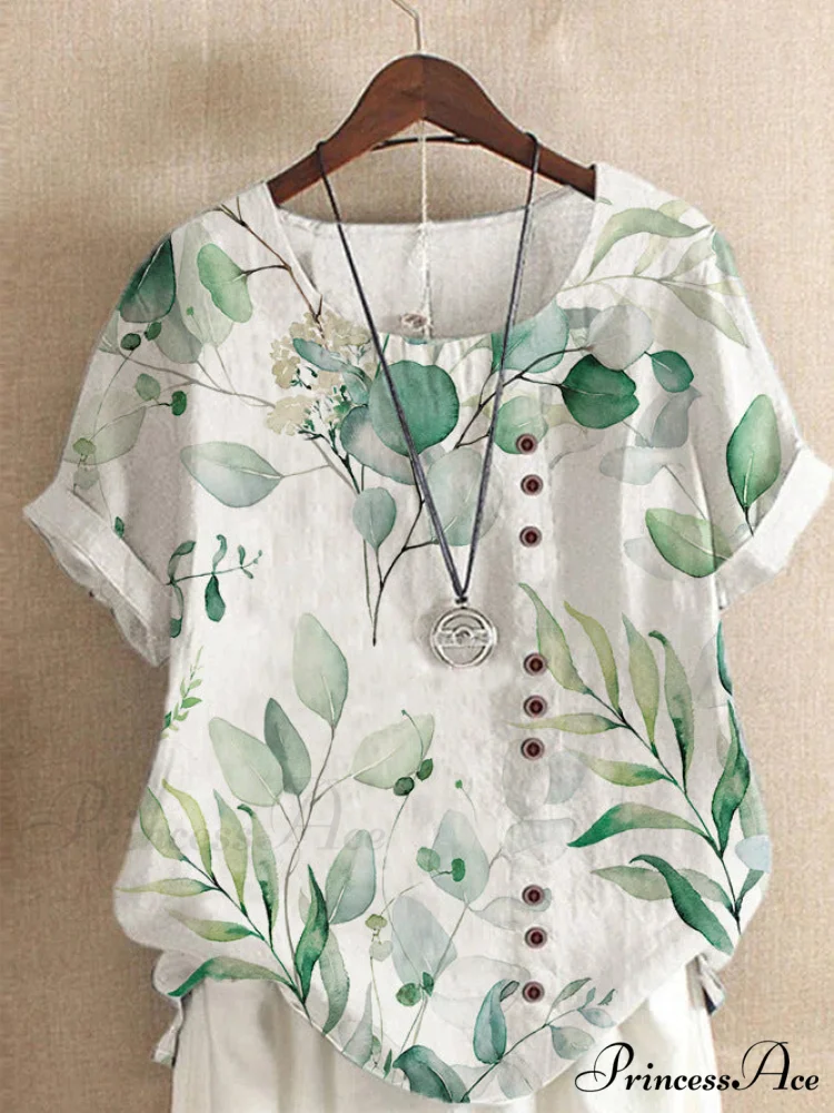 Blouse Casual for Fashion Loose Patterned Short-sleeved Retro Blouse Summer - Image 18