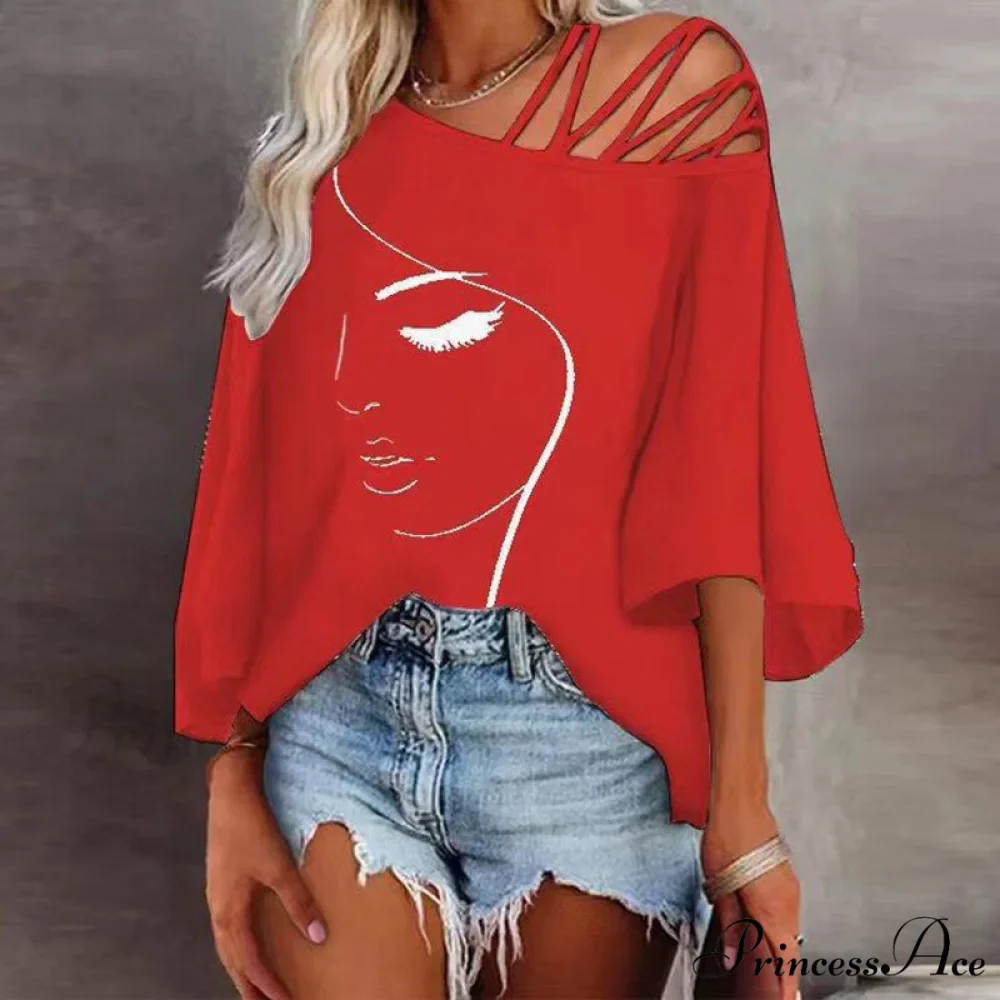 Abstract Skew Women Bandage Design and Blouse Neckline with Tee Detail - Image 4