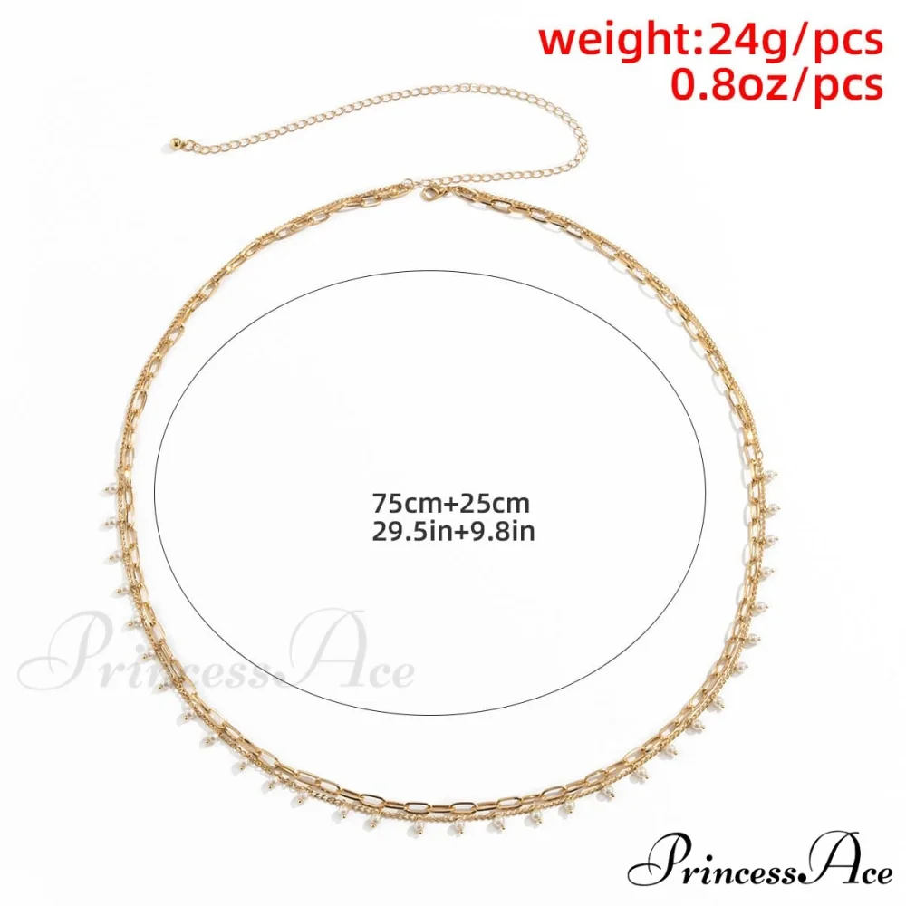 Waist Layered Pearl Faux Chain - Image 5