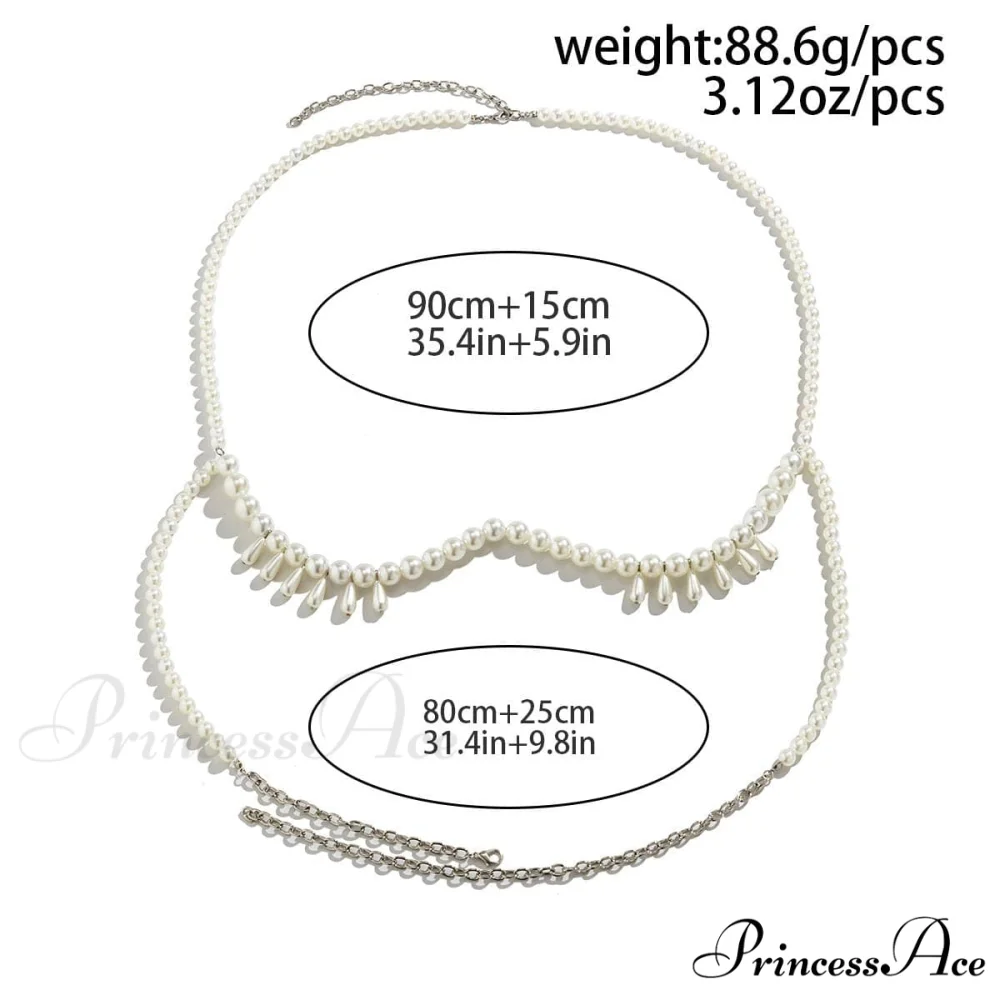 pearl beaded tassels body Faux chain - Image 3