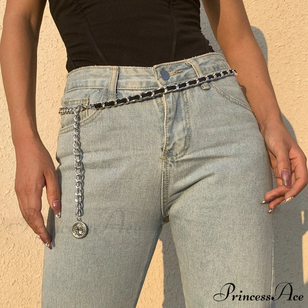 with chain stitch Contrast waist detailing