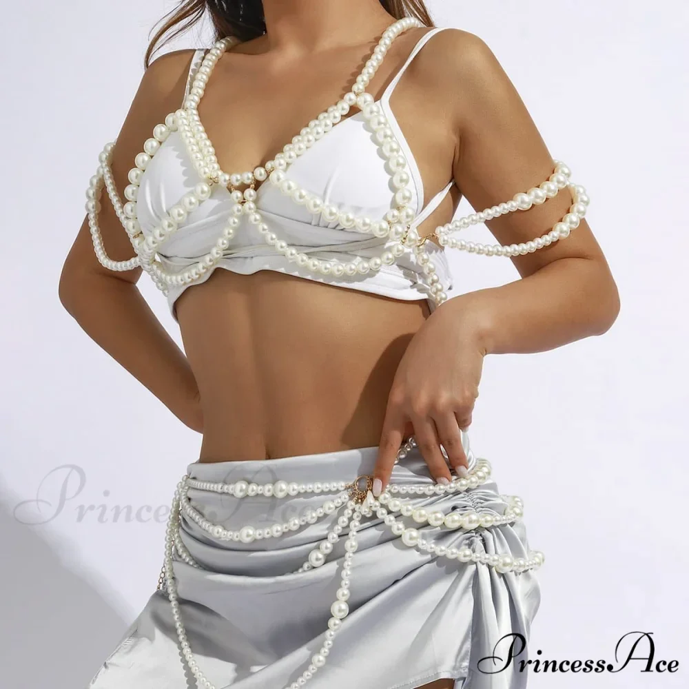 pearl body Faux with chain beads