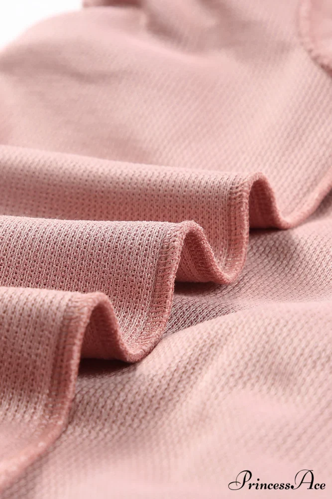 Knit Neck Pullover Ribbed Pink Round Sweatshirt - Image 11