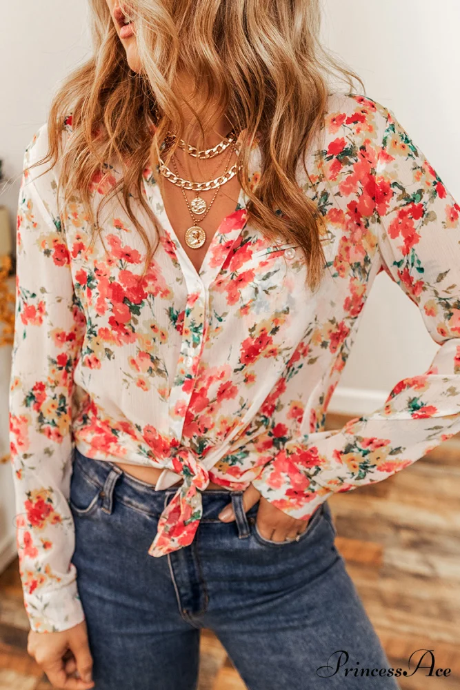 Blouse Chest Flowered Design with Pocket
