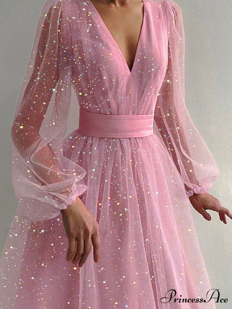Hollow Office Warm-Season Gown Design Lady Gown V-Neck Women Party Full-Length Sexy Pattern Out Fashion Dress