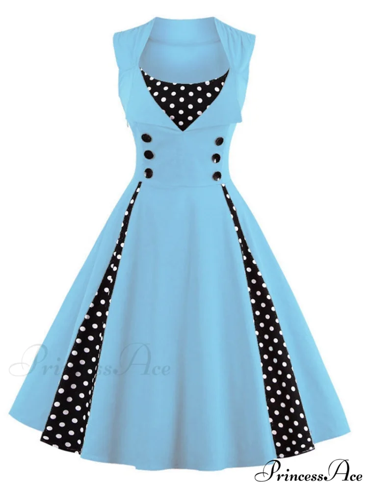 Vintage Dot Retro - Women's Warm-Season Pin Swing Casual Tunic Party Rockabilly Vestidos Up Gown S-4XL