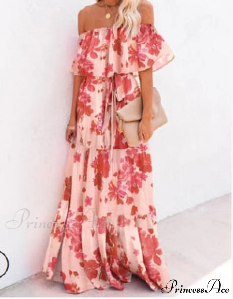 Women Gown Flowered Shoulder Streetwear Warm-Season for Off White - Elegant Casual Party The Long Style - Image 4