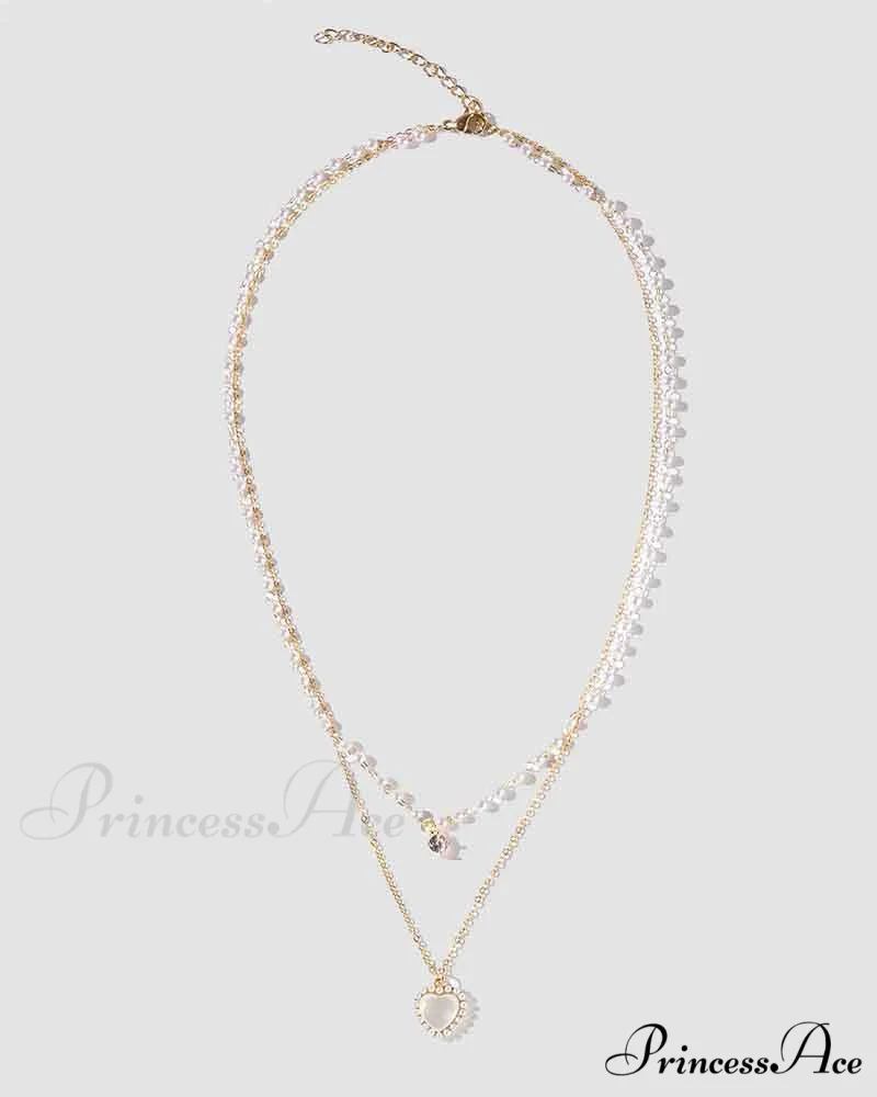 Lock Heart Double with Necklace Chains