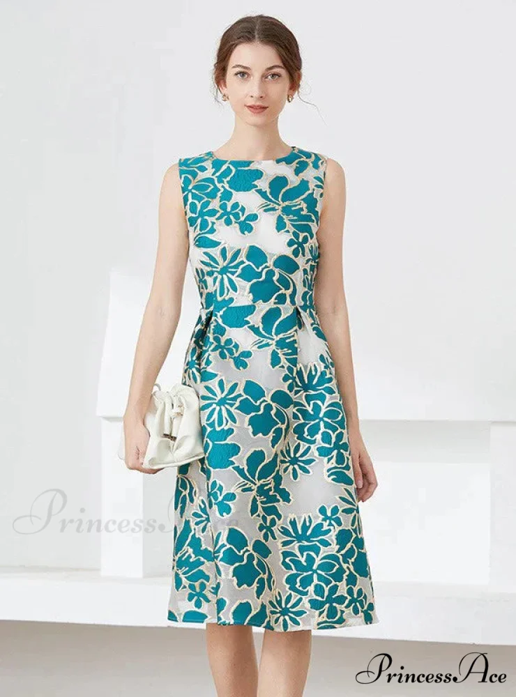 Party Blue Jacquard Dress