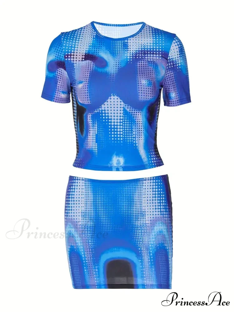 Digital Blue Bold Pixelated Two-Piece Set - Diva - Image 5