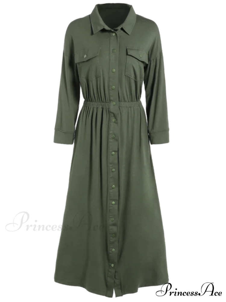 Military Gown With Midi Pockets
