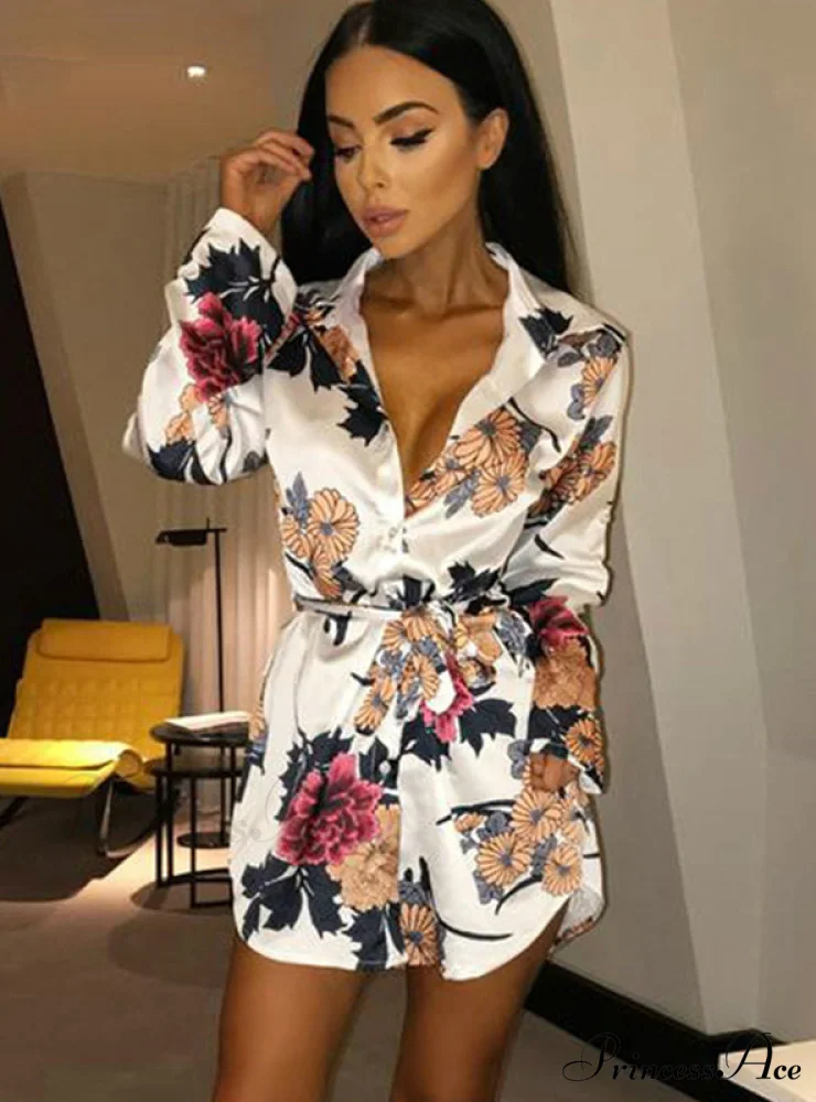 Flowered Gown Women Notched Long Sexy Warm-Season Design Arm Split