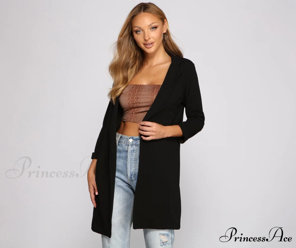 Crepe Long Line Blazer