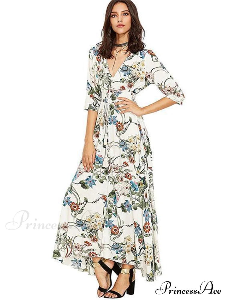 Bohemia Floral V Neck Maxi Dress - Image 6