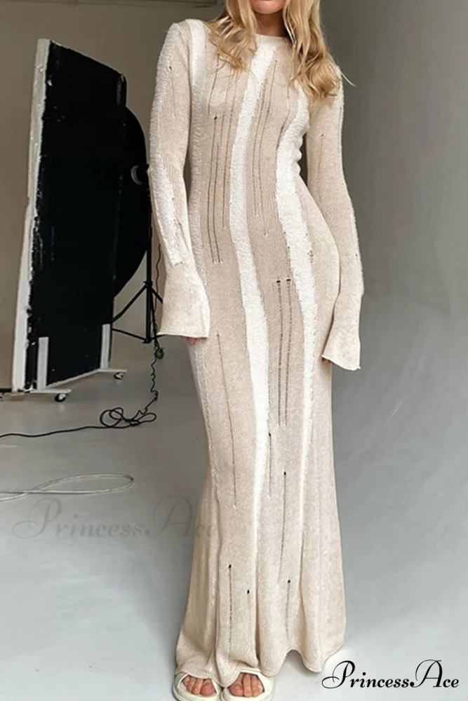 Distressed Hollow Out Knit Dress
