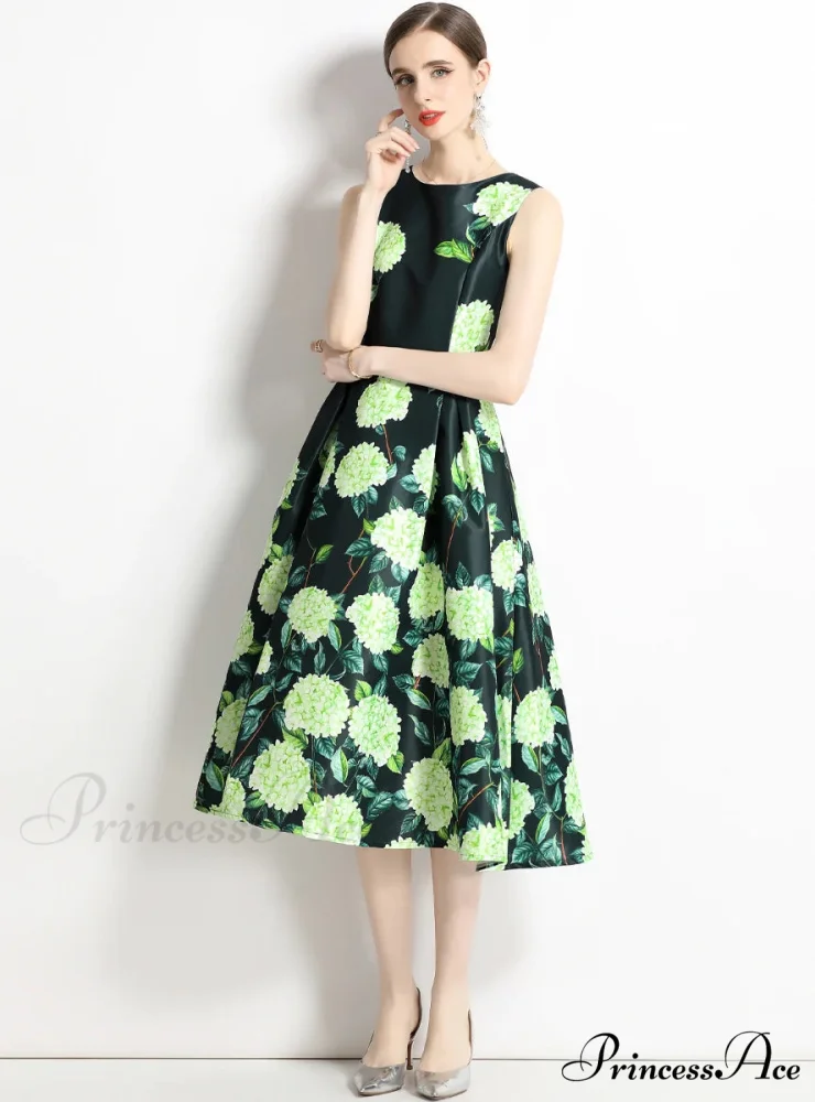 PRINTED SLEEVELESS DRESS FOR WOMEN
