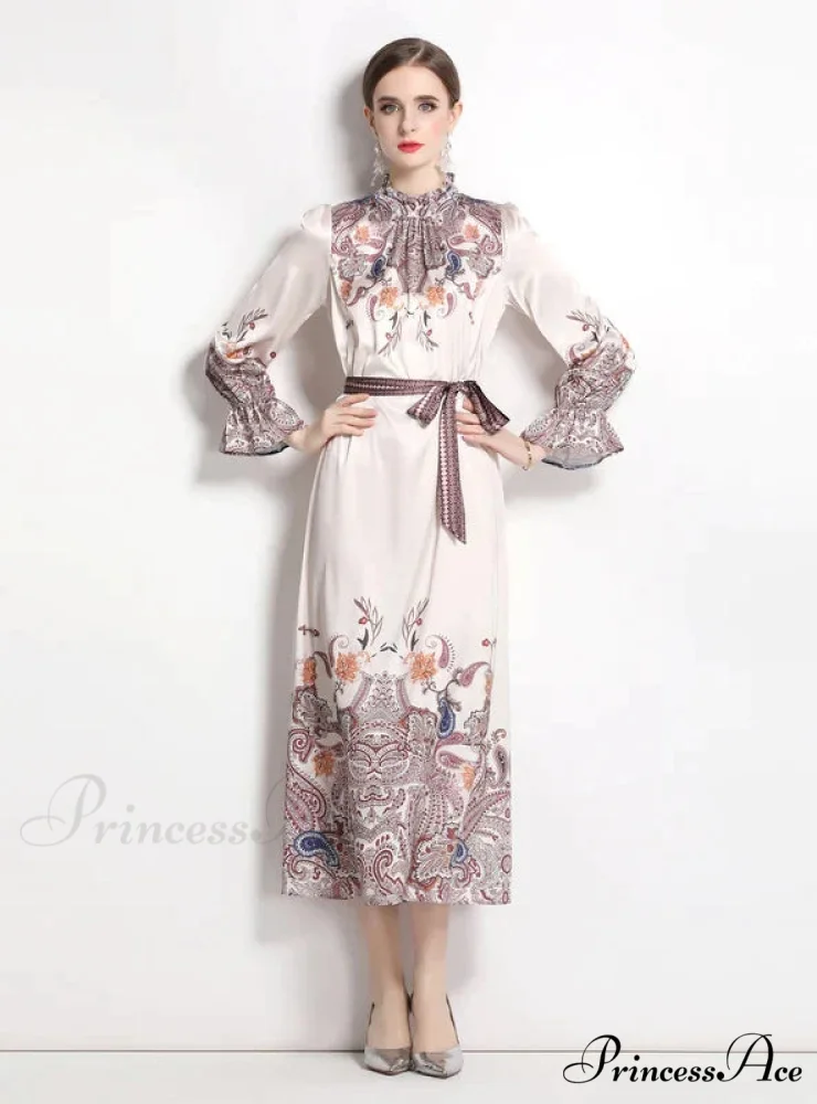 Retro Palace Horn Sleeve Dress