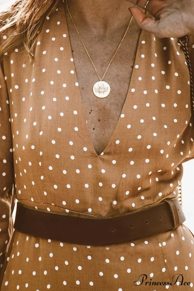 Bohemia Polka-Dot V Neck Maxi Dress for Summer - Image 3
