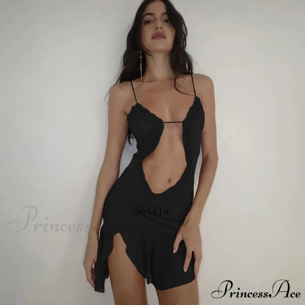 Fashion Ruched Slip Cut Out Backless Mini Dress - Image 4