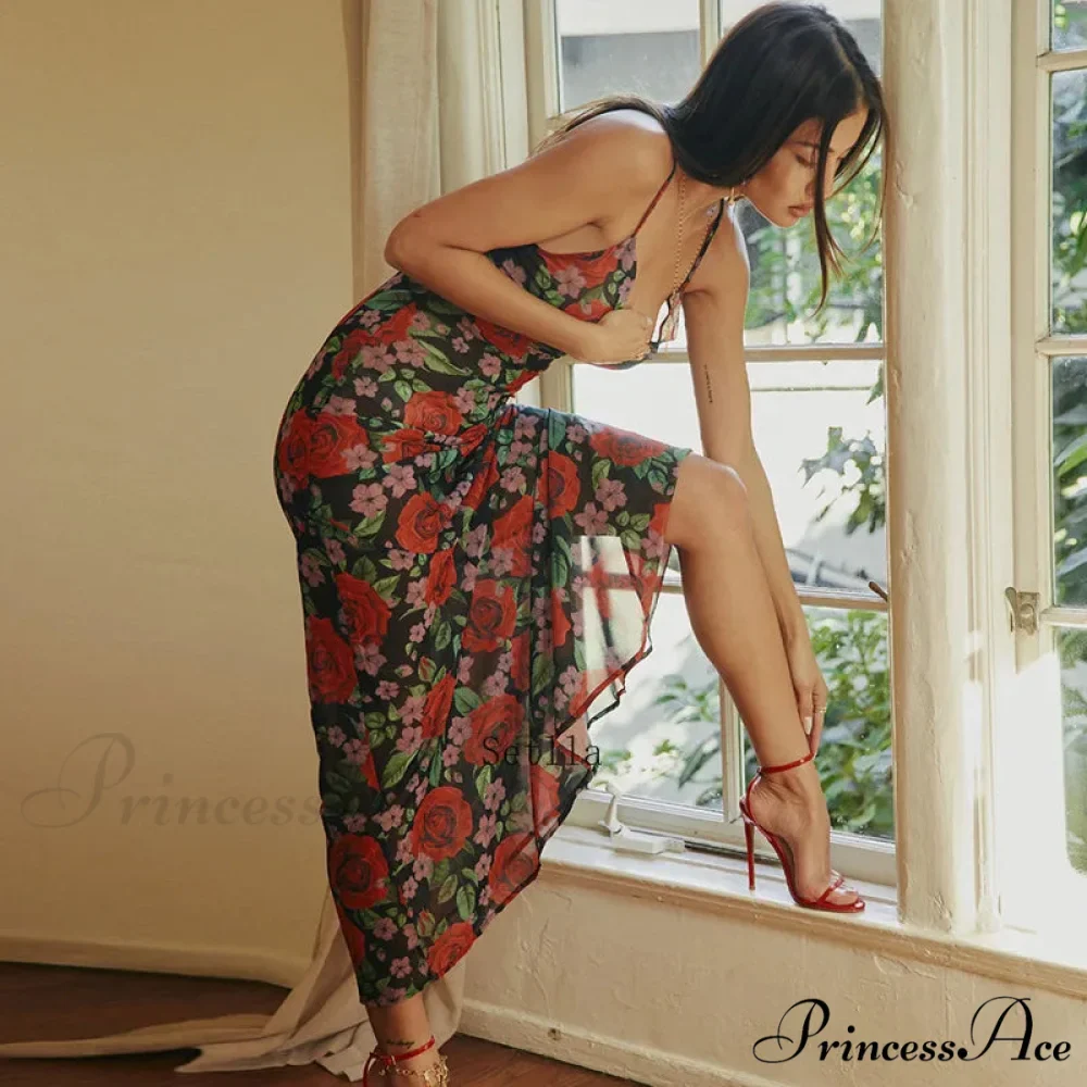 Floral Draped Slip Maxi Dress - Image 3