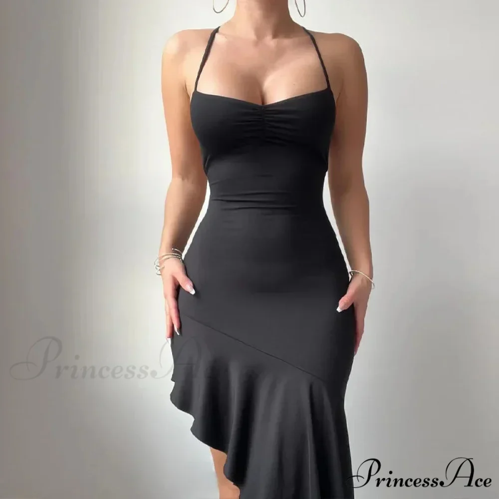 Backless Ruffle Elegant Tie Detail Sleeveless es Summer Midi Dress - Image 7