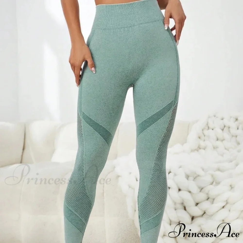 Mesh Hollow-Out High-Waist Running Fashion Legging - Image 4
