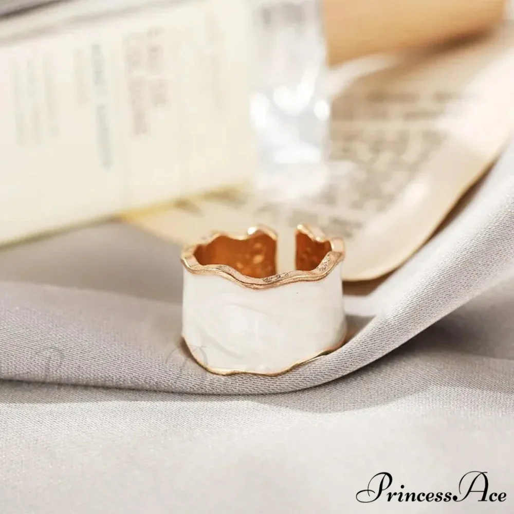Vintage Enamel Irregular Shape Geometric Adjustable Ring - Image 2