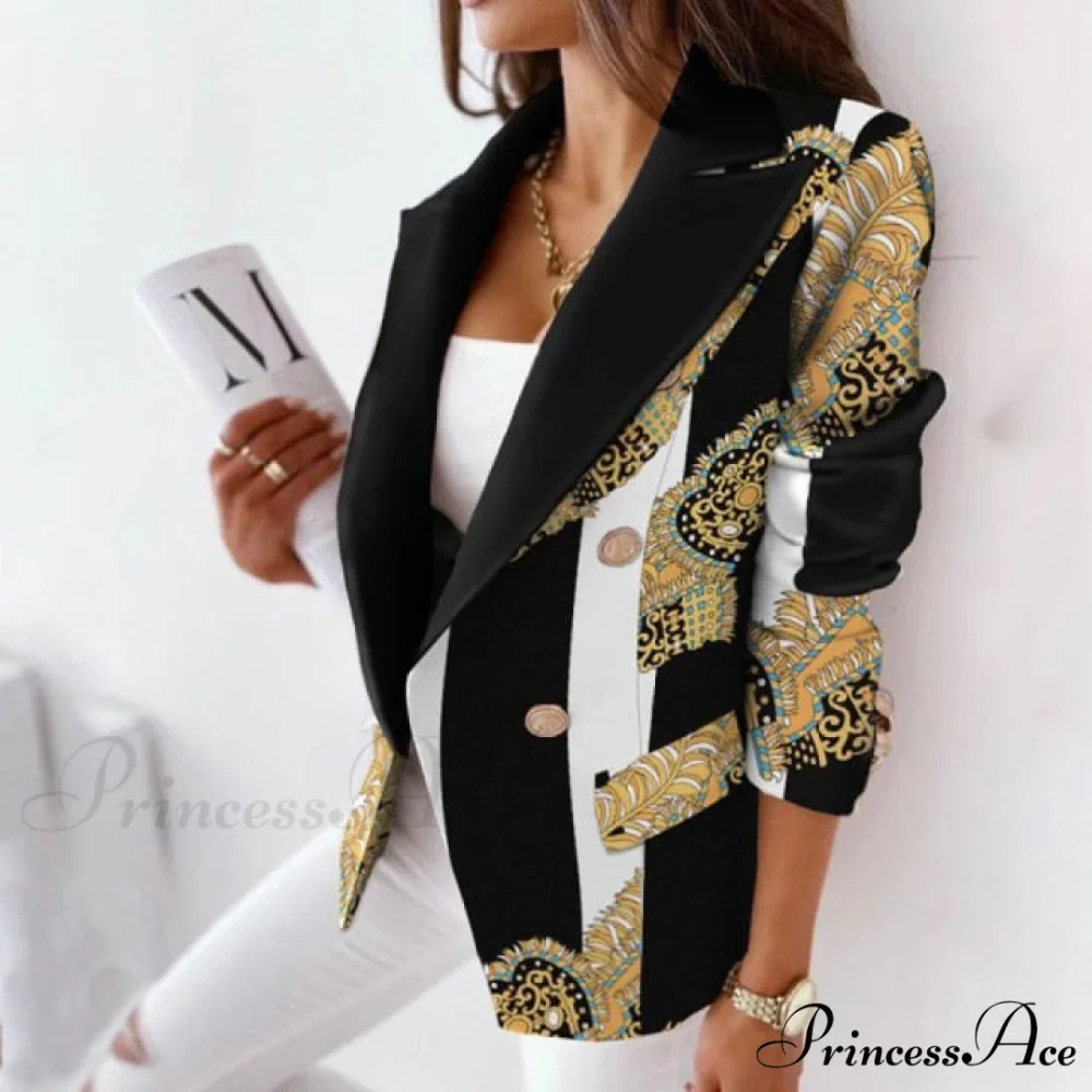 Turn-Down Collar Casual Simple Long Sleeve Blazer - Image 5