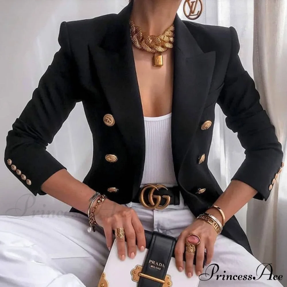 Double-breasted Jacket Commuter White Blazer - Image 7