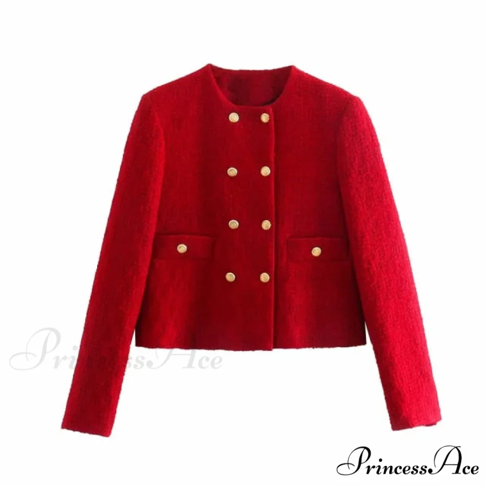 Vintage O Neck Long Sleeve Office Lady Blazer - Image 2